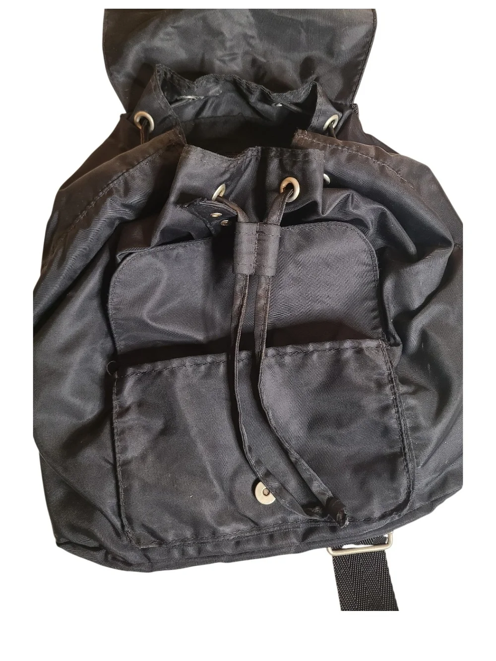 Vintage GAP Black Nylon Drawstring Backpack Rucksack Minimalist 90s Gorpcore
